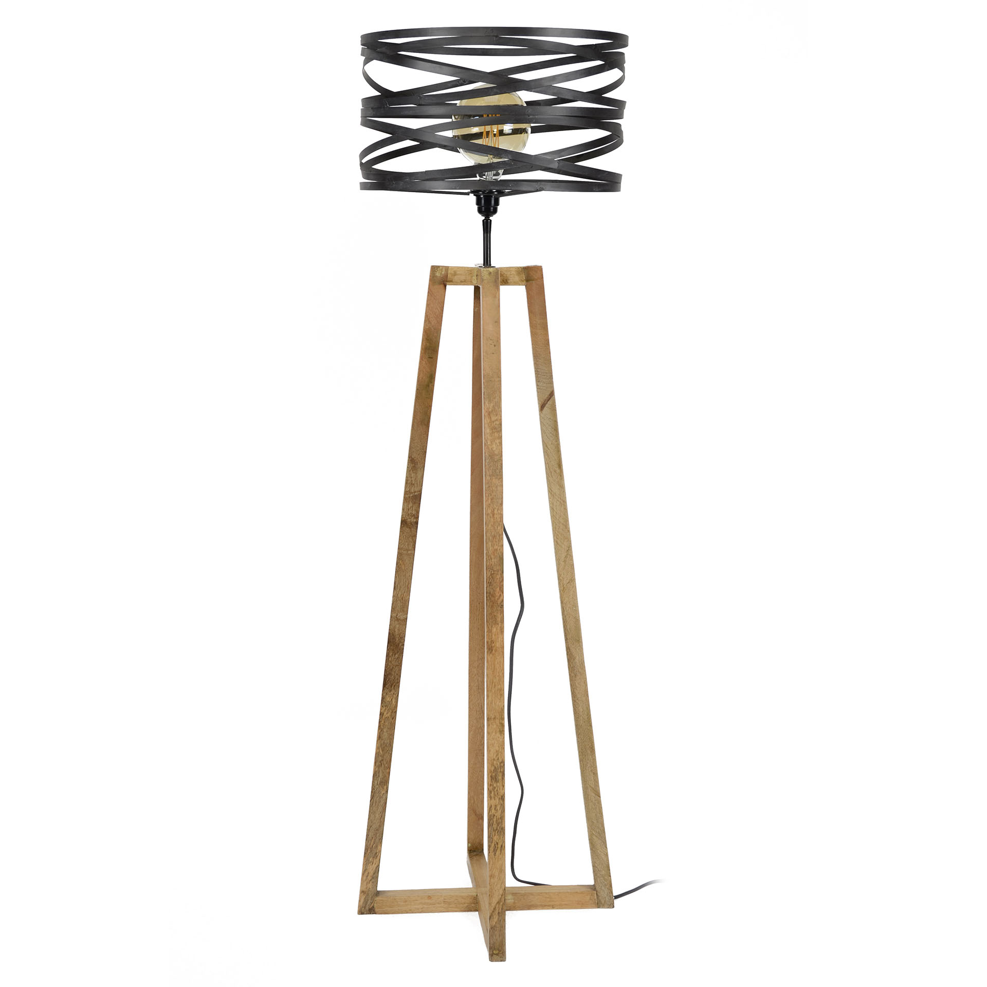Vloerlamp twist houten kruisframe